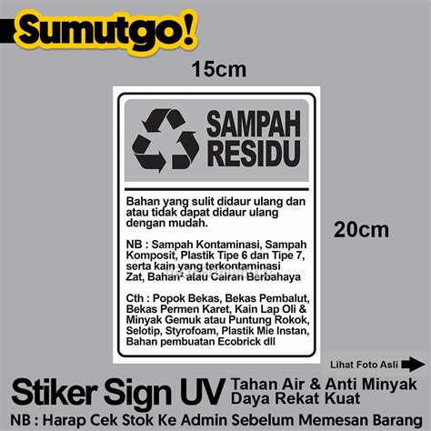 Jual Stiker Sampah Residu Jenis Sampah Yang Susah Di Daur Ulang