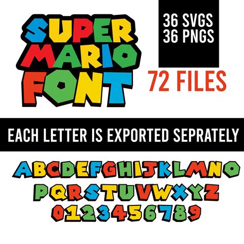 Super Mario Font Svg Mario Bros Typography 72 Files Svg Png Super Mario Cool Font Letters Svg