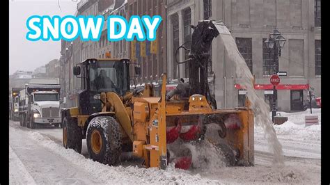 Snow Removal Operation In Old Montreal In Snow Day Quebec Canada