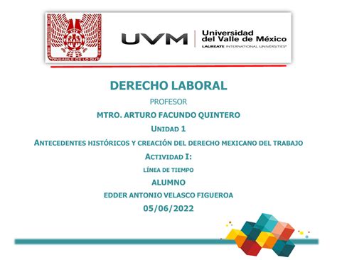 A1 EAVF Linea De Tiempo DERECHO LABORAL PROFESOR MTRO ARTURO