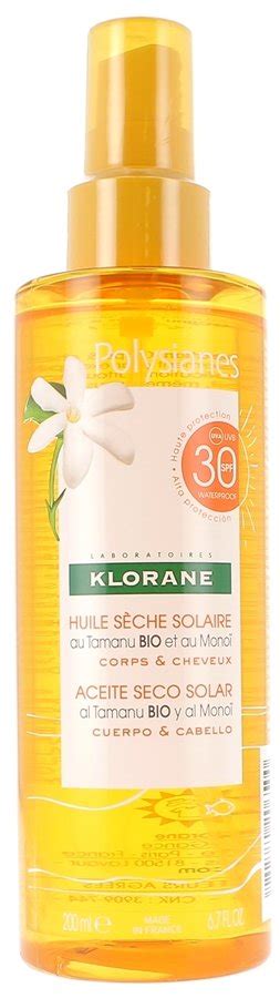 Huile S Che Solaire Corps Et Cheveux Polysianes Spf Klorane