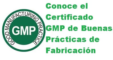 Conoce El Certificado Gmp De Buenas Pr Cticas De Fabricaci N