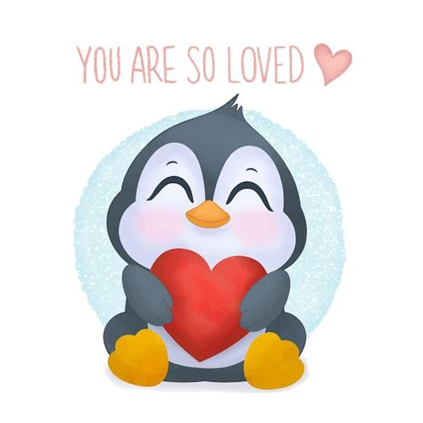 Premium Vector | Cute penguin in love with heart