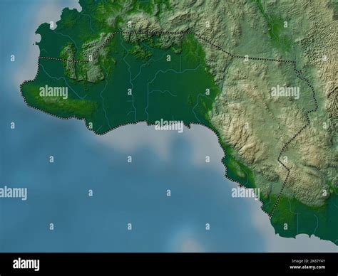 Westmoreland Parish Of Jamaica Colored Elevation Map With Lakes And