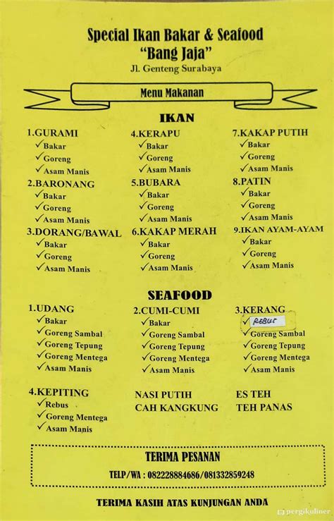 Selalu Diperbarui Menu Ikan Bakar Seafood Genteng Besar Genteng Surabaya