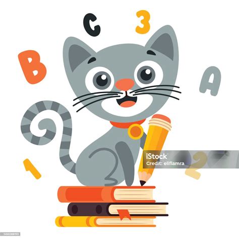 Ilustrasi Edukasi Dengan Kartun Cat Ilustrasi Stok Unduh Gambar