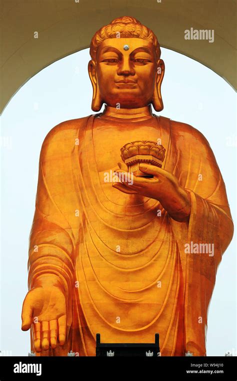 View Of The Worlds Tallest Buddha Statue Donglin Buddha After It Got Gilded In Xingzi County