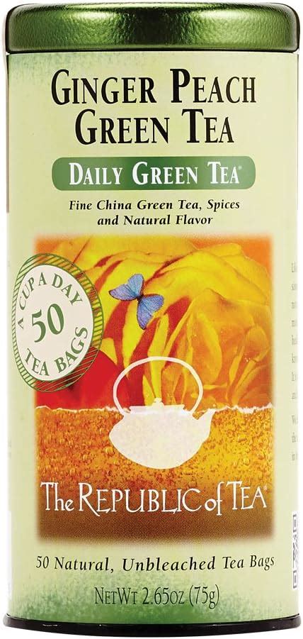 Brew La La Organic Green Tea Pomegranate Flavor 50 Tea Bag Tin Low Caffeine