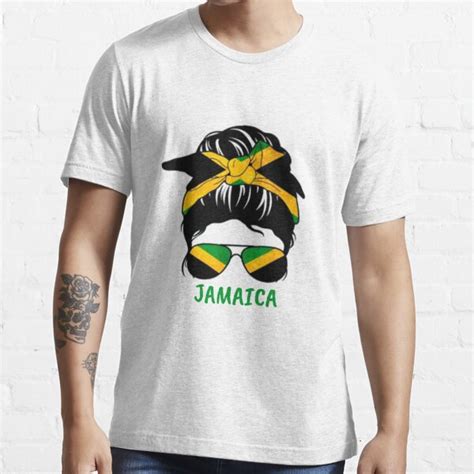 Jamaican Girl Jamaica Messy Bun Jamaica Woman Flag T Shirt For Sale