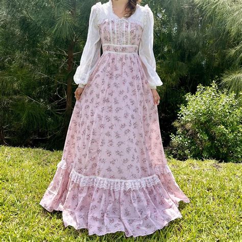 S Gunne Sax Pink Floral Prairie Dress Insane Depop