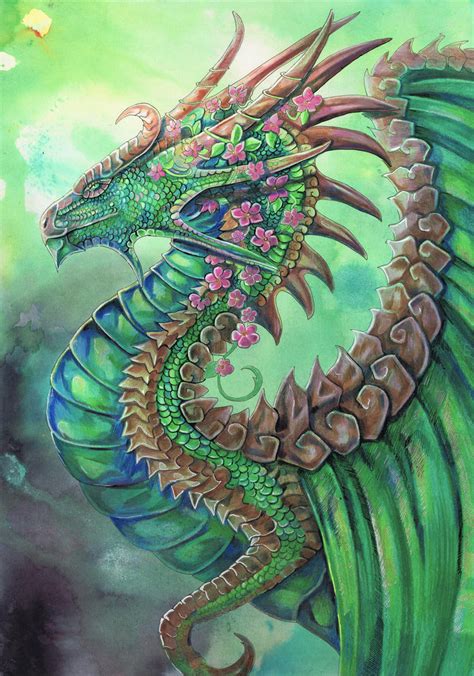 Emerald Spring Dragon By Dawndelver On Deviantart Dragon Artwork