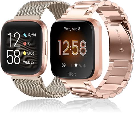 Baklon Pack 2 Metal Strap Compatible With Fitbit Versa Strap Versa 2 Strap Metal Stainless