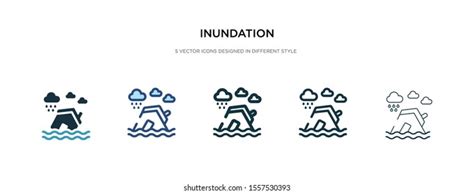 Inundation Icon Different Style Vector Illustration Stock Vector