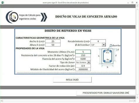 Excel Para CÁlculo De Acero En Viga De Concreto Armado Hojas De Cálculo