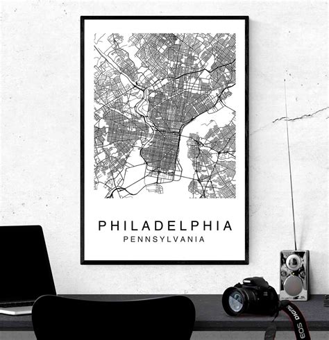 Philadelphia Map Philadelphia City Map Map Poster Map | Etsy