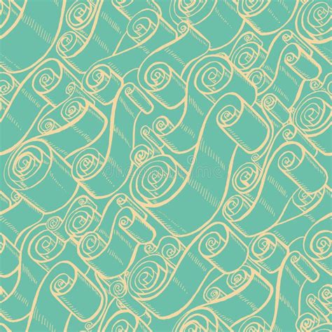 Vintage Ribbons And Scrolls Wallpaper Seamless Pattern Stock Vector