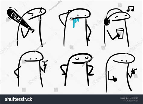 Varias Poses Del Meme De Flork Vector De Stock Libre De Regalías