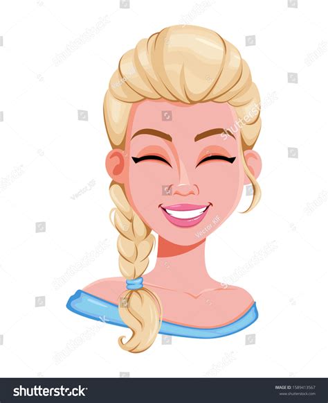 Face Expression Beautiful Blonde Woman Laughing Stock Vector Royalty