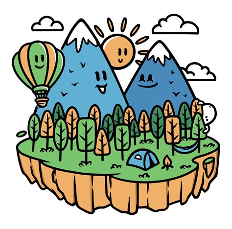 camping on the cute mountain in the morning 5282669 Vector Art at Vecteezy