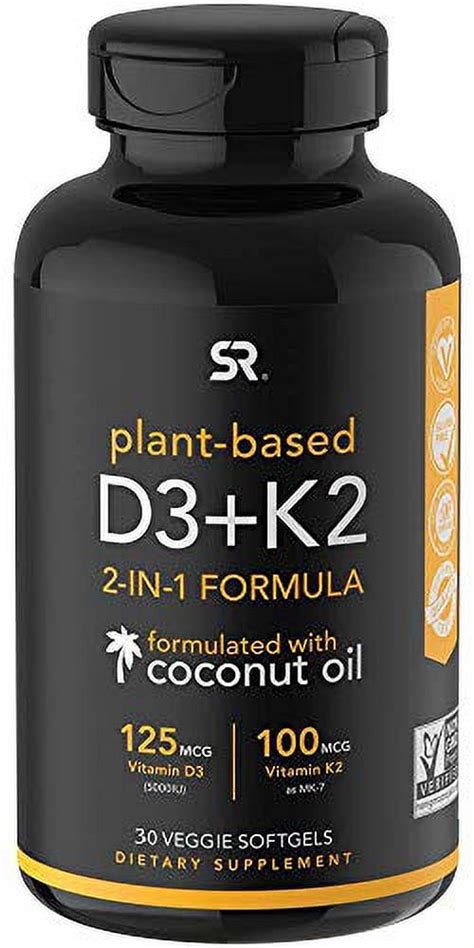 Vitamin D3 K2 With Organic Virgin Coconut Oil Vegan D3 5000Iu