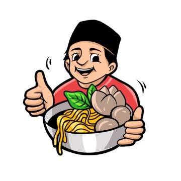 Gambar Acungkan Jempol Desain Logo Penjual Bakso Pria Penjual Bakso