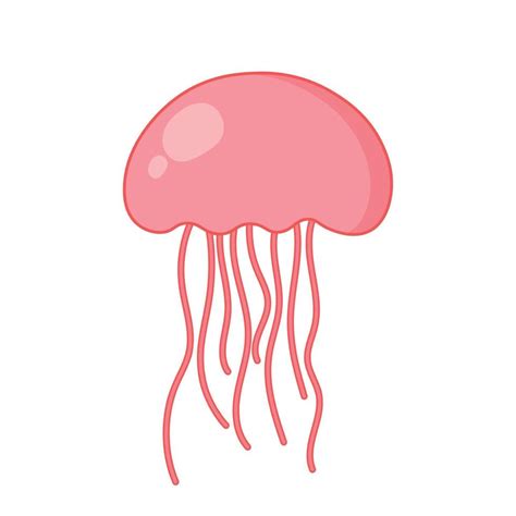 Hand Drawn Jellyfish with Outline Cartoon Animated Sea Animal Vector ...