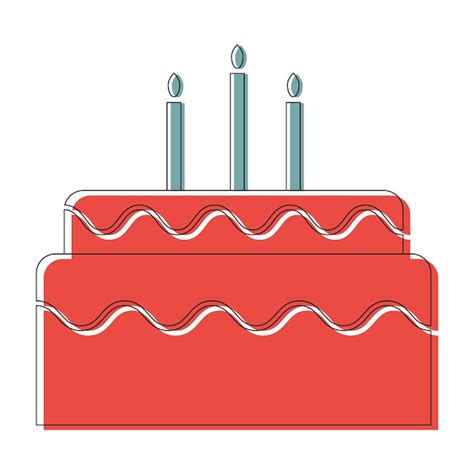 Premium Vector Colorful Birthday Cake Icon With Three Candles