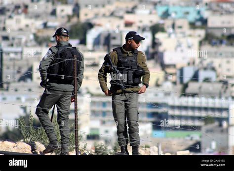 Hebron West Bank Pal Stina Nov Israelische Grenzpolizisten