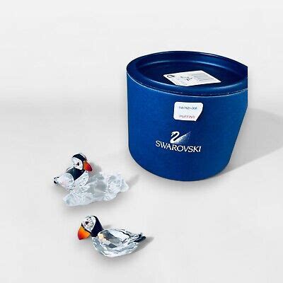 Swarovski Crystal Puffins On Frosted Base Feathered Beauties