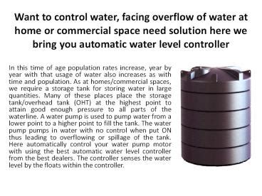 Ppt Automatic Water Level Controller Powerpoint Presentation Free