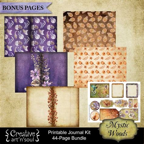 Printable Junk Journal Kit 44 Page Bundle Mystic Woods Etsy