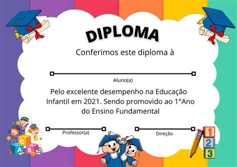 Diploma Para Formatura Educa O Infantil E Ensino Fundamental I