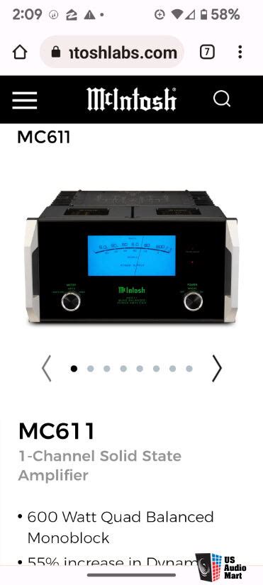 Macintosh MC611 Mono Block quad balanced 600 watt amplifiers Photo ...