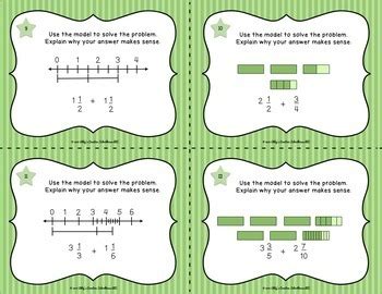 5 NF 1 Task Cards Adding And Subtracting Fractions Number Lines And