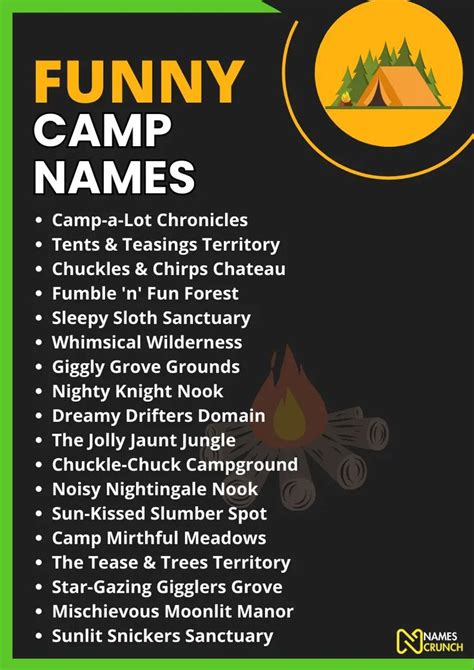 Funny Camp Names Clever Unique Names Crunch In Camping