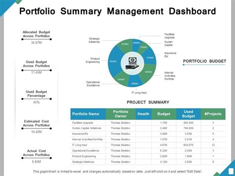 Portfolio Summary Management Dashboard Ppt Powerpoint Presentation File