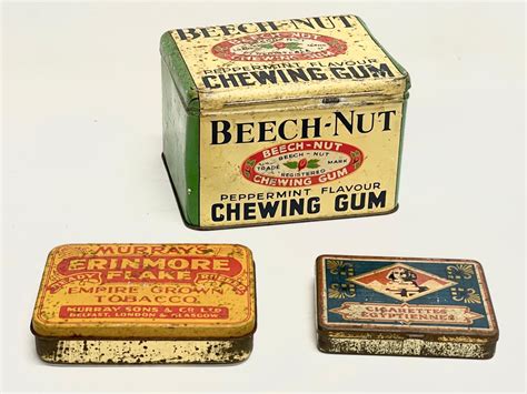 A Vintage Beech Nut Chewing Gum Tin A Murray’s Erinmore Flake Tobacco Tin Cigarettes Egyptienne