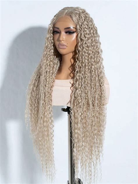 38 Inch Synthetic Lace Front Wig Long Curly Hair Blonde And Dark Brown 13 4 1 Pre Plucked