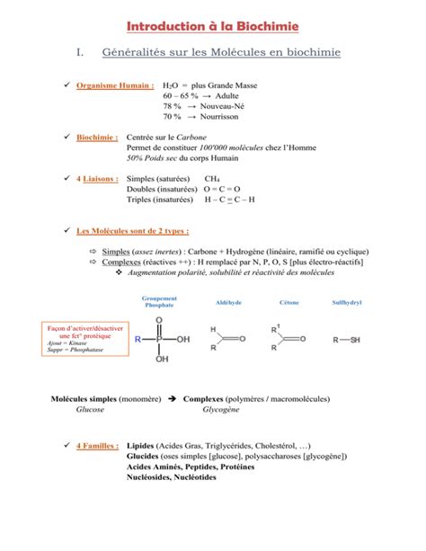 Introduction à la Biochimie