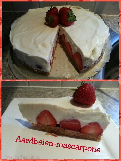 There Are Two Pictures Of A Cake With White Frosting And Strawberries