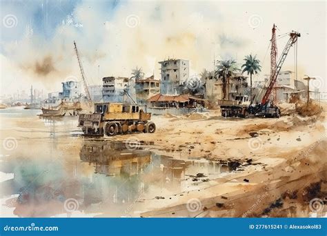 Construction Site In Gulf Draw Stock Illustration Illustration Of