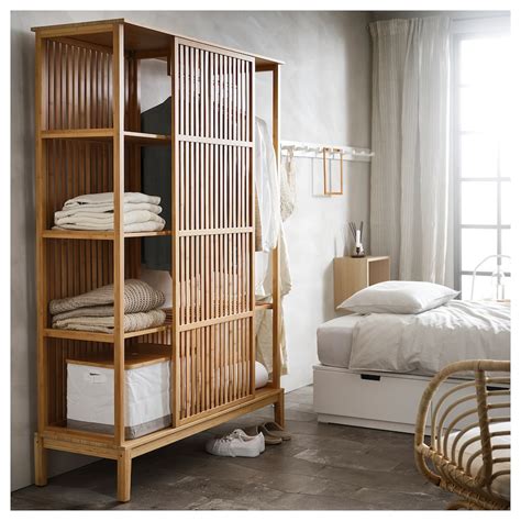 Nordkisa Open Wardrobe With Sliding Door Bamboo Width 47 14 Height