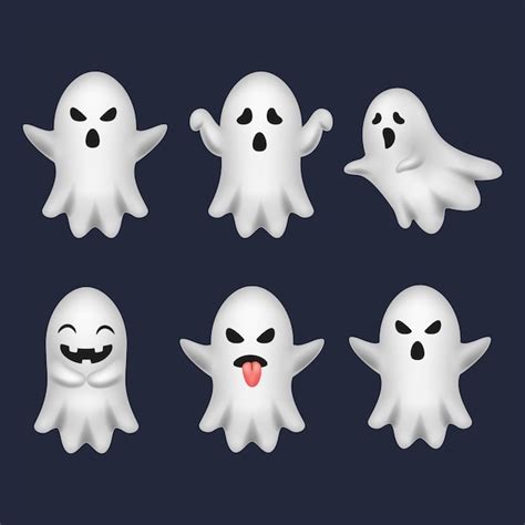 Premium Vector Set Of Cute Halloween Ghost Illustration