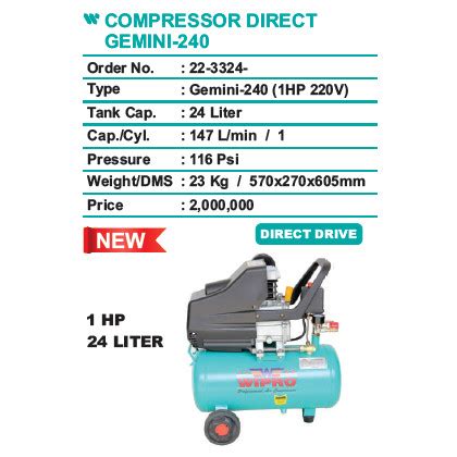 Jual Kompressor Angin Wipro Hp Liter Gemini Makassar Murah