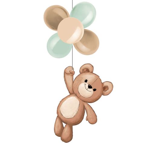 Teddy Bear Holding Balloons Drawing