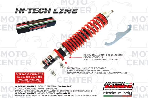 AMMORTIZZATORE ANTERIORE CARBONE HI TECH CROMATO ROSSO REGOLABILE