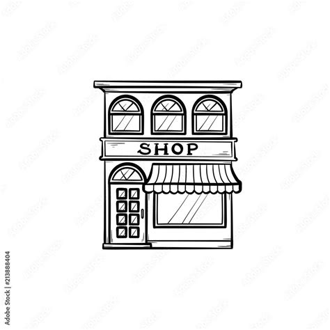 Front Of Shopping Store Hand Drawn Outline Doodle Icon Local Shop