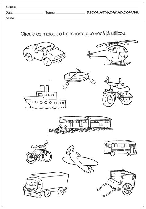 Atividades De Hist Ria Para Educa O Infantil Meios De Transporte