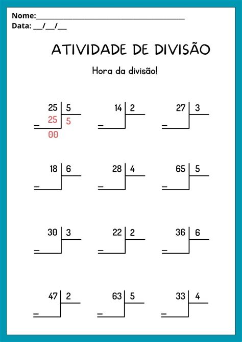 Atividades De Divis O Para Imprimir