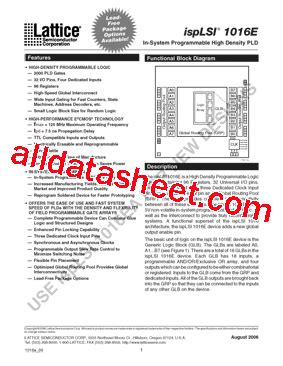 Isplsi E Datasheet Pdf Lattice Semiconductor